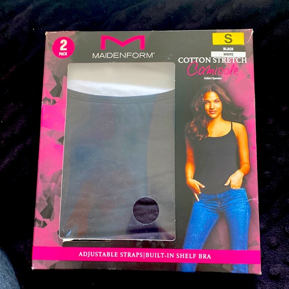 Maiden form cotton stretch tanks with built in shelf bra. Set of 2 in box. NEW! - Picture 1 of 3